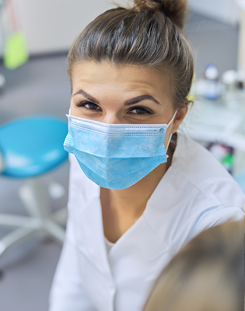 Dental patient in dental office waiting room