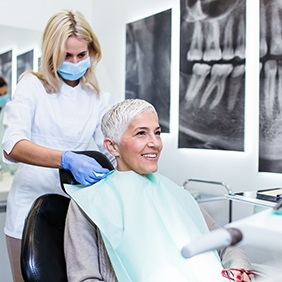 a patient sitting in a dental chair