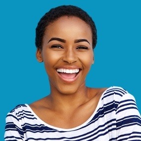 Woman in striped blouse smiling