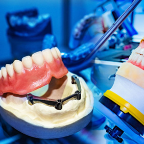 Dentures can be made of a variety of materials including acrylic, resin, and porcelain.