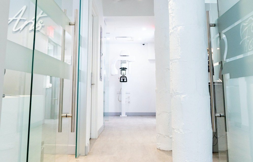 Hallway to dental office treatment rooms