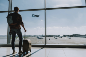 person standing at an airport