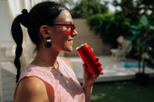 Woman drinking soda